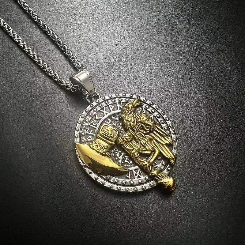 Vysoko kvalitný štít Viking Warrior Axe Shield Titánový oceľový prívesok pre mužov Náhrdelník z nehrdzavejúcej ocele Strieborné šperky Hip Hop Street