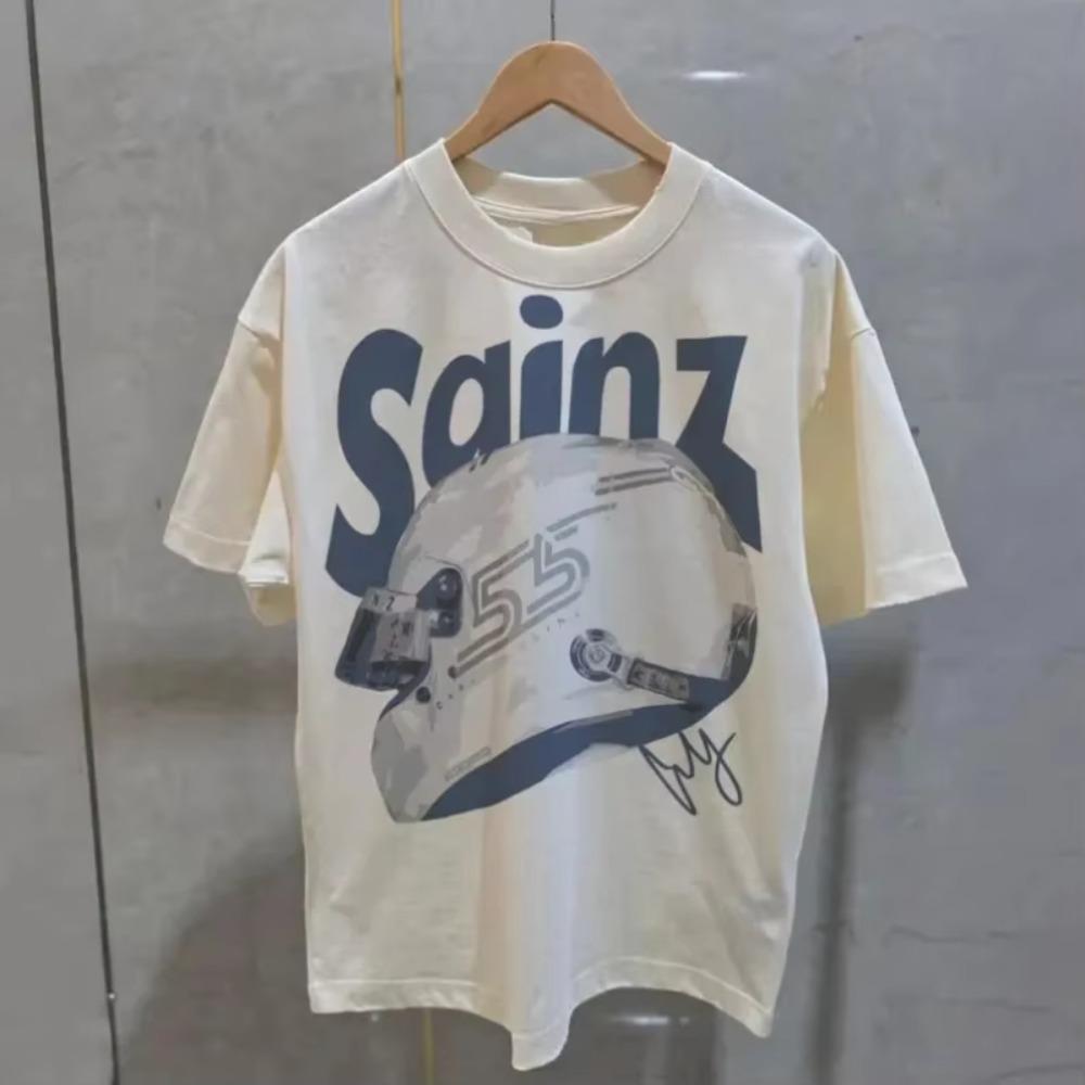 

2025 Американская футболка с короткими рукавами Карлоса Сайнса Williams Racing Новая футболка Женская Мотоциклетная Ретро Мода Уличная Одежда Летний Топ 4XL