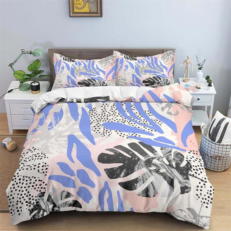Boho Chic 3D Design Floral Leaves Bedspread Cover Microfiber Fabric Abstract Geometric Pattern Style Bed Cover Package King Size Full Queen Dimension