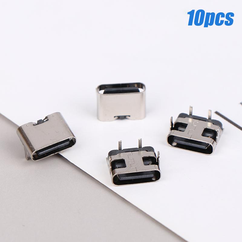 10Pcs Type-C Female Seat 2 Pin Plug Micro Connector Socket Usb Power Jack Dock For Mobile Phone Charging Port