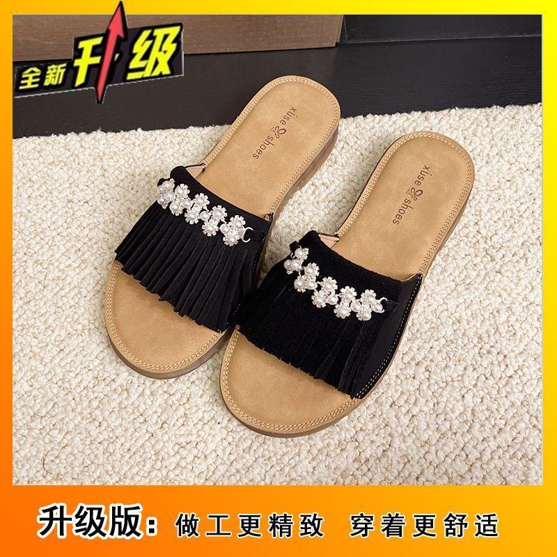 High-value Lightweight Flat-bottomed One-word Slippers 2025 New Korean Version of Foreign Style Versatile with Skirt Cool Slippers Women's Summer