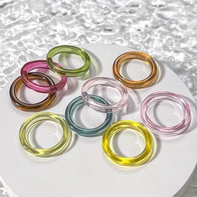 Solid Vintage Ring For Women Transparent Colorful Acrylic Resin Ring Korea Fashion Geometric Aesthetic Jewelry Trend Punk Rings