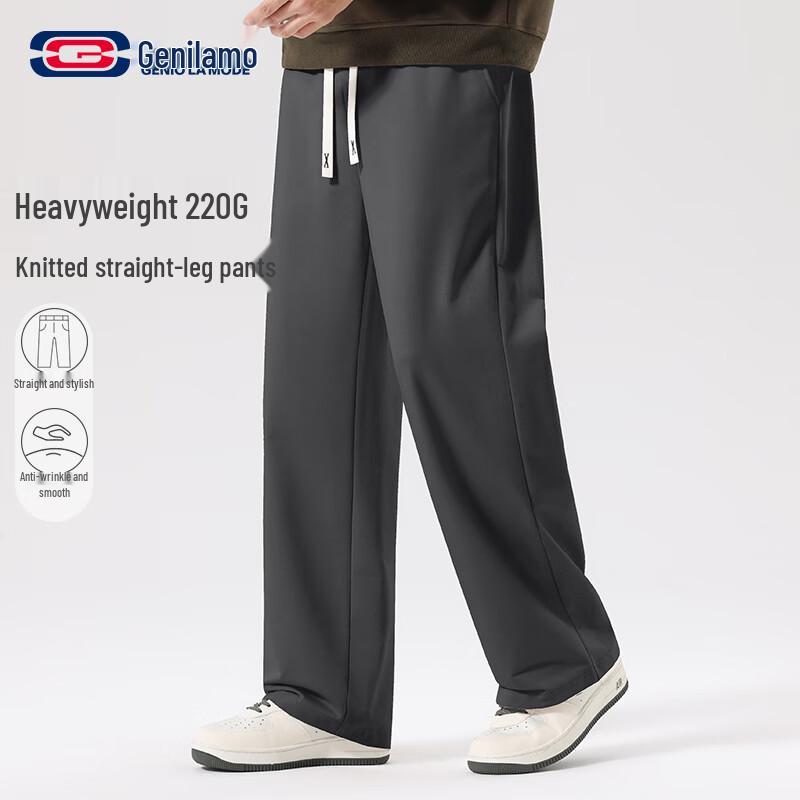 GENIOLAMODE Men s Heavyweight Knit Straight Leg Casual Pants XL