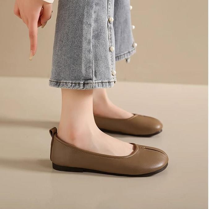 

Бабушкины туфли совок ощущение мелкого рта одиночные туфли женские летние туфли с плоской подошвой одна педаль наступить на коричневое дерьмо беременные женщины бобовые туфли супер 35 коричневый