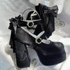 Summer Platform High Heel Women Lolita Mary Jane Shoes Fashion Butterfly-knot Stripper Party Dress Pumps