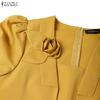 ZANZEA Women Casual Square Collar Summer Short Sleeve Sheath Dress