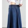Women's High-Waist A-Line Denim Midi Skirt