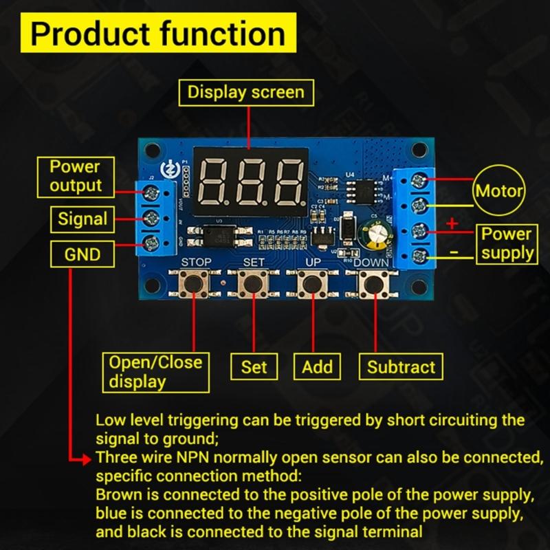  3.3-15V Automatic Cycle Timing Delay Module Highly power Motor Controller