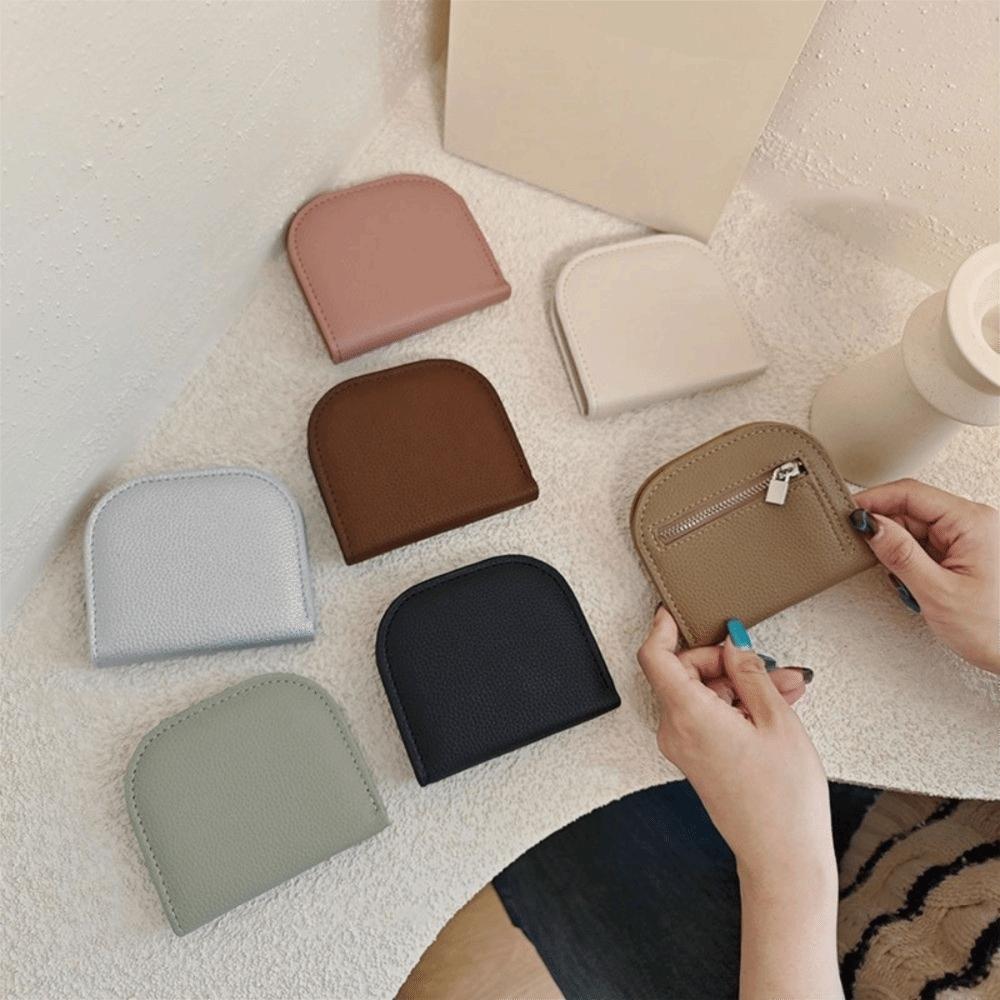 Simple Zipper Short Wallet Korean Style Multi-card Coin Purse Mini Solid Color PU Leather Card Holder Outdoor