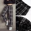 Girls Plaid Pants Wide Leg Pants Kids Casual Straight-leg Pants Teenager Sport Trousers