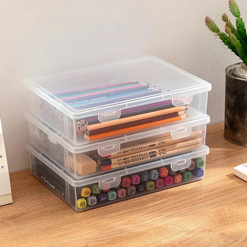 3/1pcs Transparent Pencil Case Box Large-capacity Stackable Storage Box Office School Pencil Case Supplies Pencil Storage