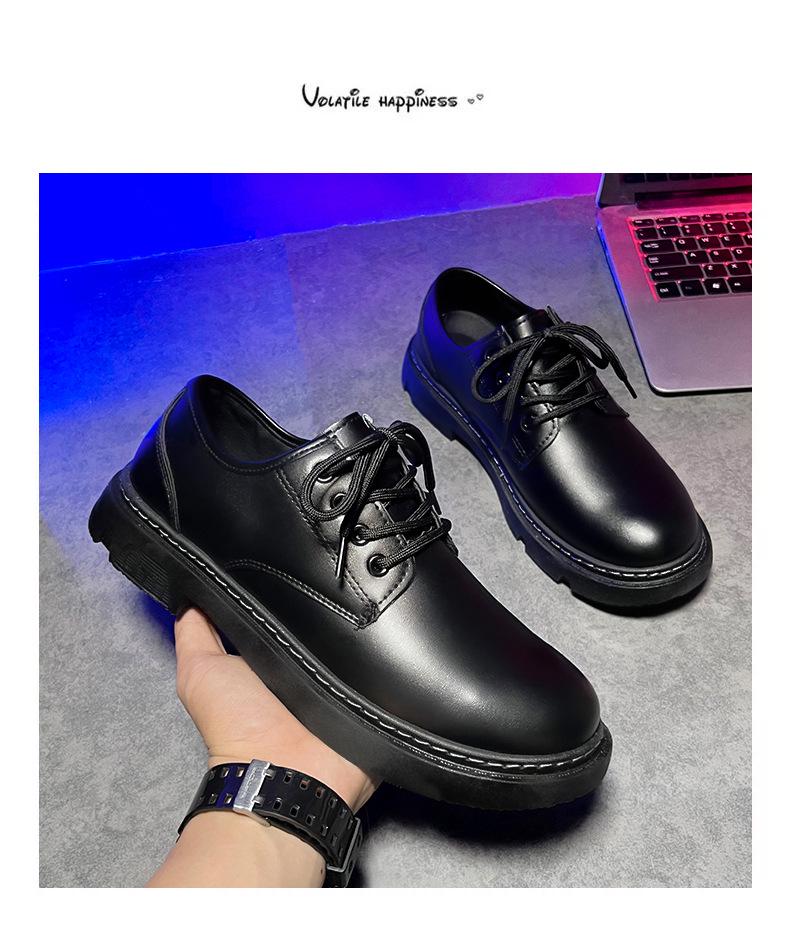 Men's Casual Black Leather Martin Boots - Small, Formal, Business, Work Shoes