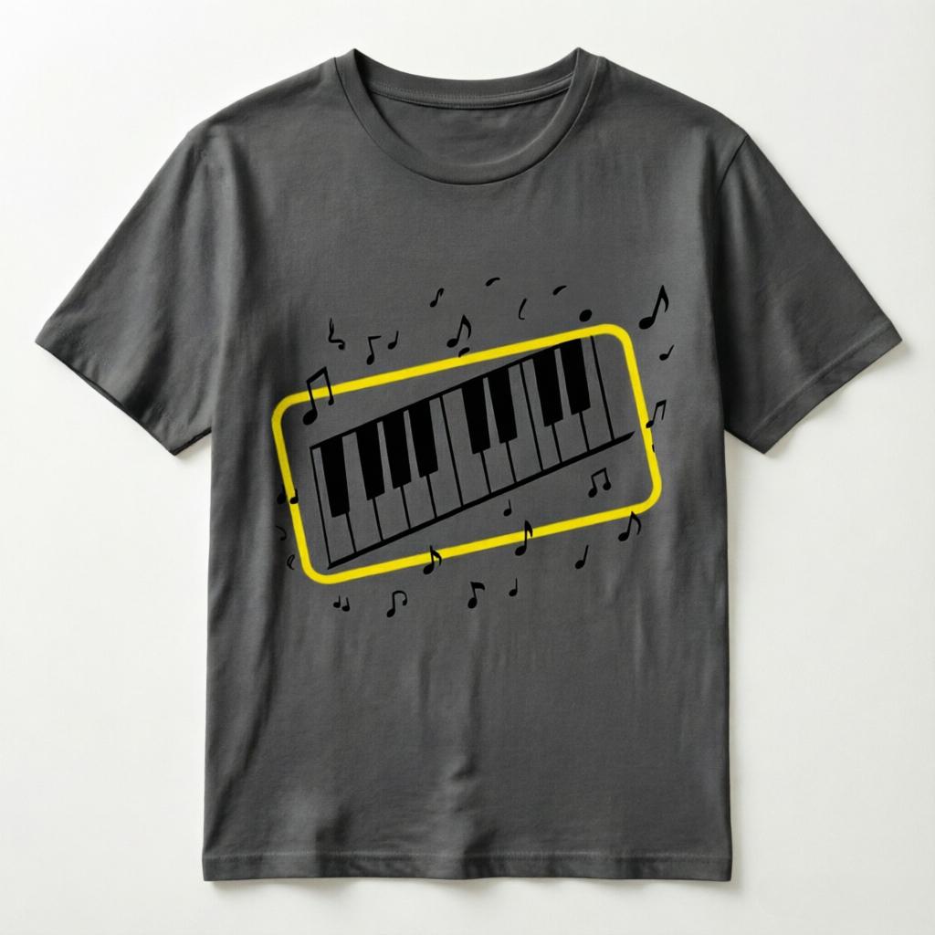 Minimalist Piano Graphic TShirt 100 Cotton Breathable Unisex Black Oversized Tee Music Themed Streetwear Top