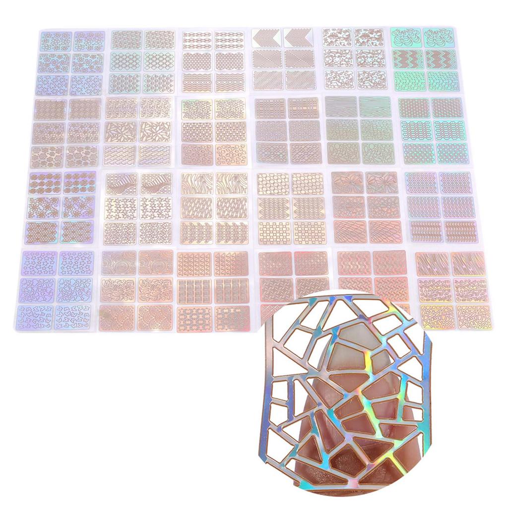 Nail Art Stickers Hollow Transfer Decals 24 Sheet Set High Quality PVC Material Elegant Fashionable   Manicure Accessories For Women Girls Decorati