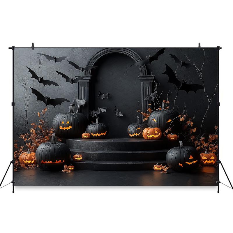 Mocsicka Halloween Backdrop For Photography Bat Black Wall Pumpkin Baby Shower Shooting Props Background Decoration Photo Studio