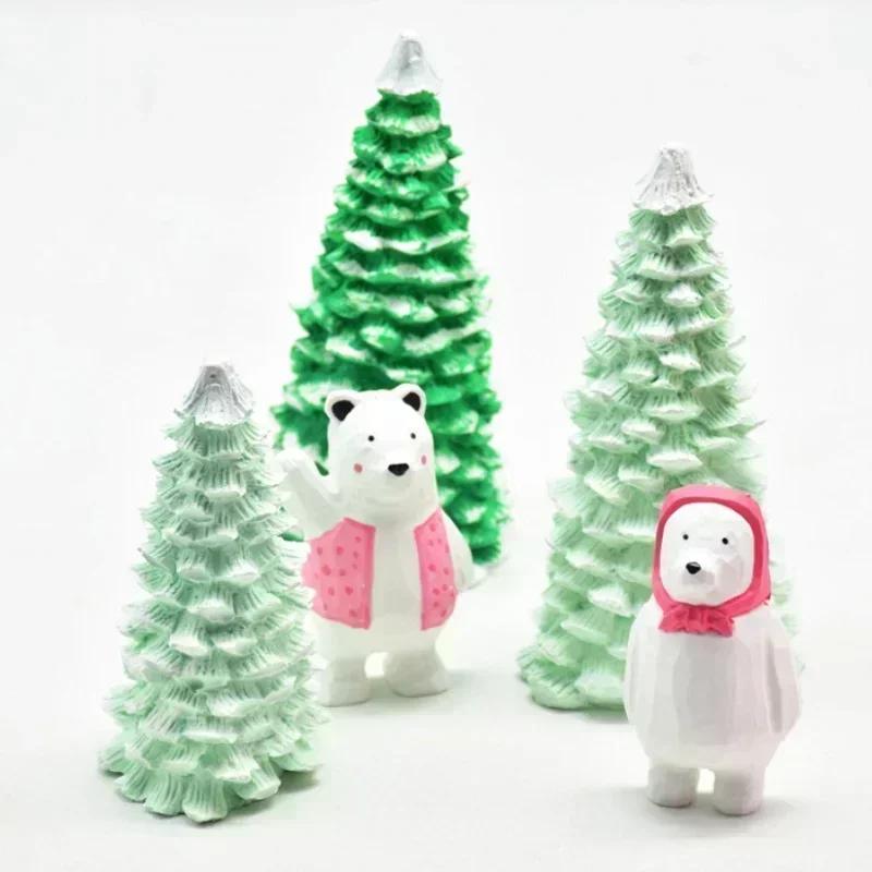 Christmas Series Molds Tree Shaped Silicone Mold Diy Candle Aromatherapy Gypsum Mold Cake Decor Baking Accessories Cake Decor