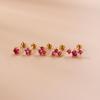 Rose Red Zircon Flower Double Stud Earrings with Stainless Steel Screw Design