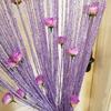 Shiny Door Curtain Solid Color Tassel Window Curtain Rose Flower String Curtain  Home Decor