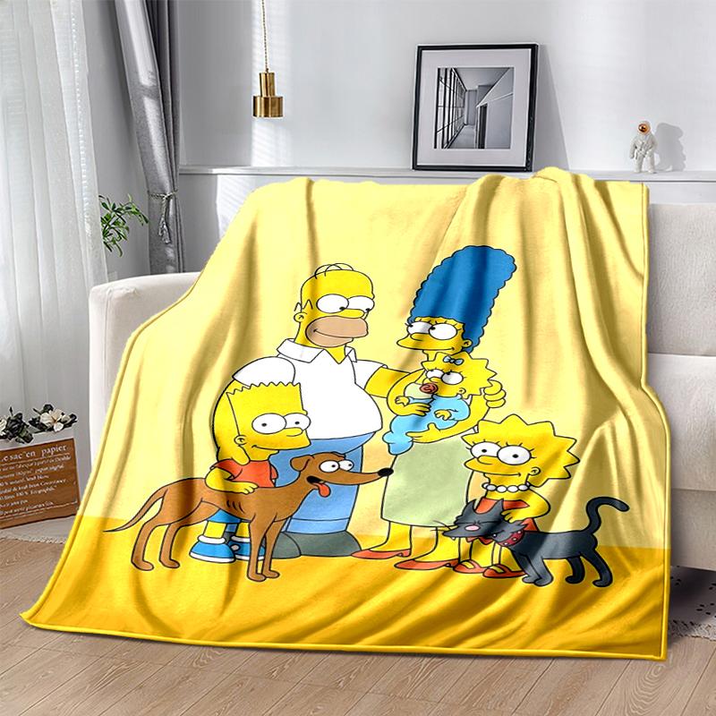 1Pc Simpson Family Portrait Blanket Soft And Comfortable Casual Warm Camping Travel Christmas Halloween Gift M921865