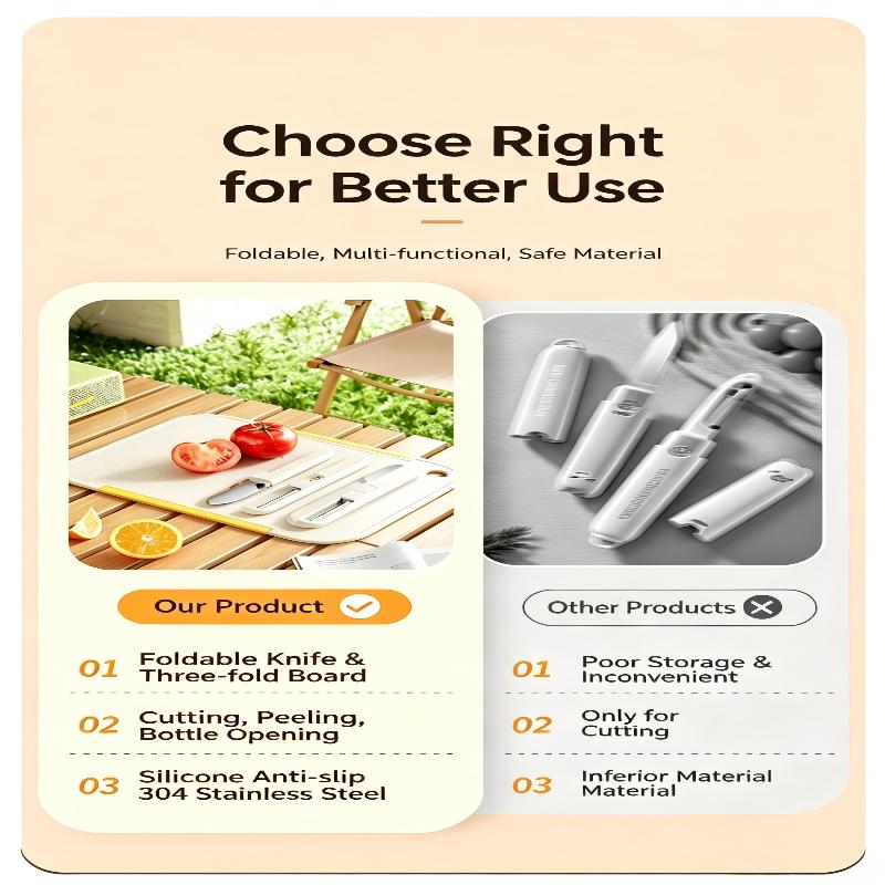 Multi-Functional Split‑Design Multi‑Purpose Fruit Knife, Portable Stainless Steel Peeler & Cutter With 135 Degree Rotatable Peeling