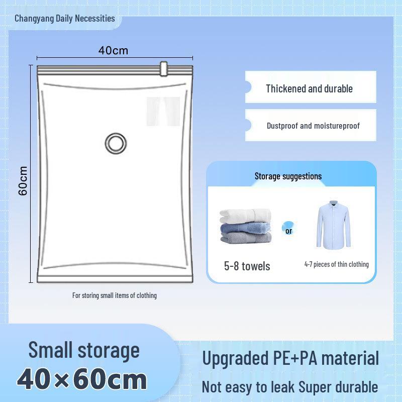 Transparent Blue Edged Travel Vacuum Compression Bag for Clothes - Moisture-Proof & Thickened