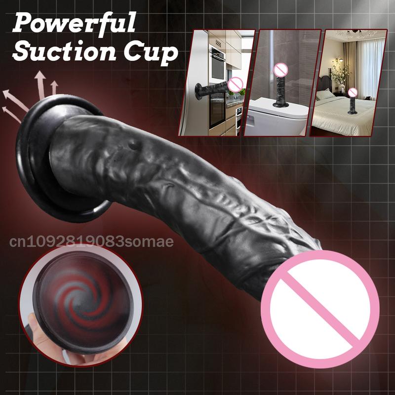 Realistic dildo Black Anal Plug with Suction Cup Penis for Vagina Butt Plug Stimulation Sex Toys for Women Adults Phallus