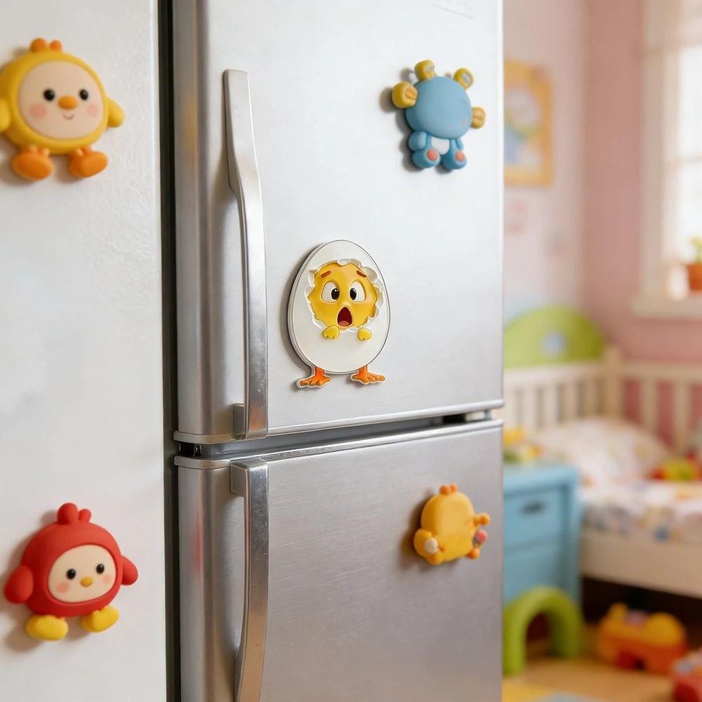 Autocollants Poussins Bricolage pour Frigo Poussins Simulation Animale Poussins Éclosent Oeufs Autocollant Poussin pour Réfrigérateur Cuisine