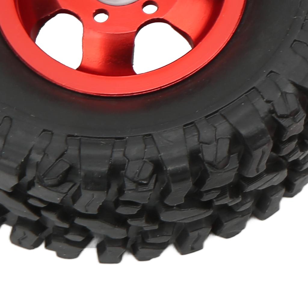 4WD Rubber Tires Aluminum Alloy Wheel Hub for WPL C14 C24 B14 B24 B16 B36 1/16 RC Car Upgrade PartRed