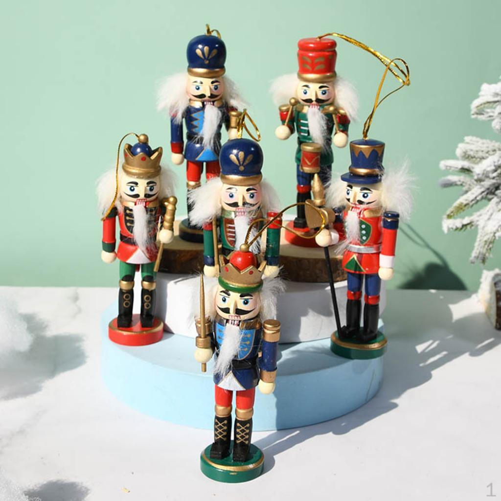 6x Christmas Nutcracker Ornaments Tree Decorations Decorative Soldier Figurines