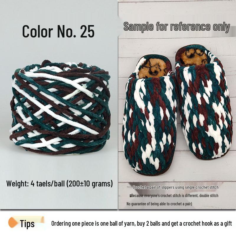 Plush Wool Yarn for Hand-Knitted Crochet Shoes & Slippers