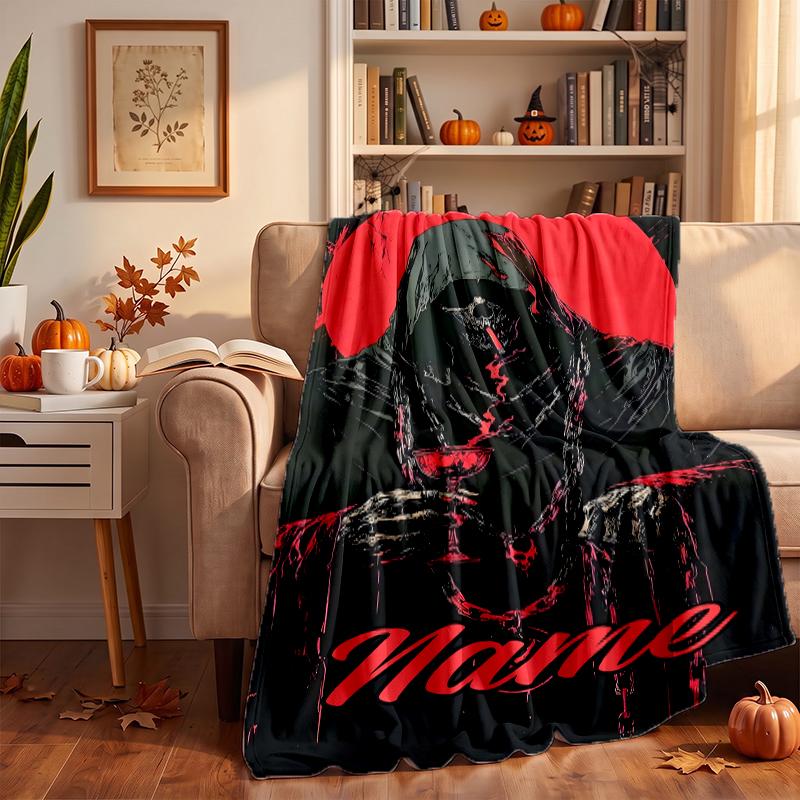 Dark Gothic Custom Flannel Blankets Soft Warm Cozy Throws for Home Decor Holiday Gifts