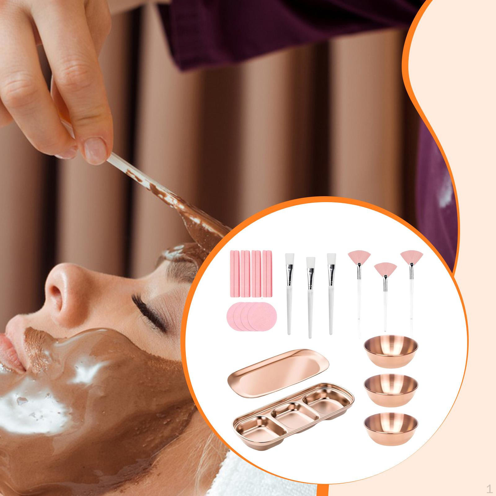 

23 шт. Засоби для косметологів для догляду за обличчям, миски для змішування обличчя, для домашнього використання, жінок, салонного SPA з підносом рожевий колір золота