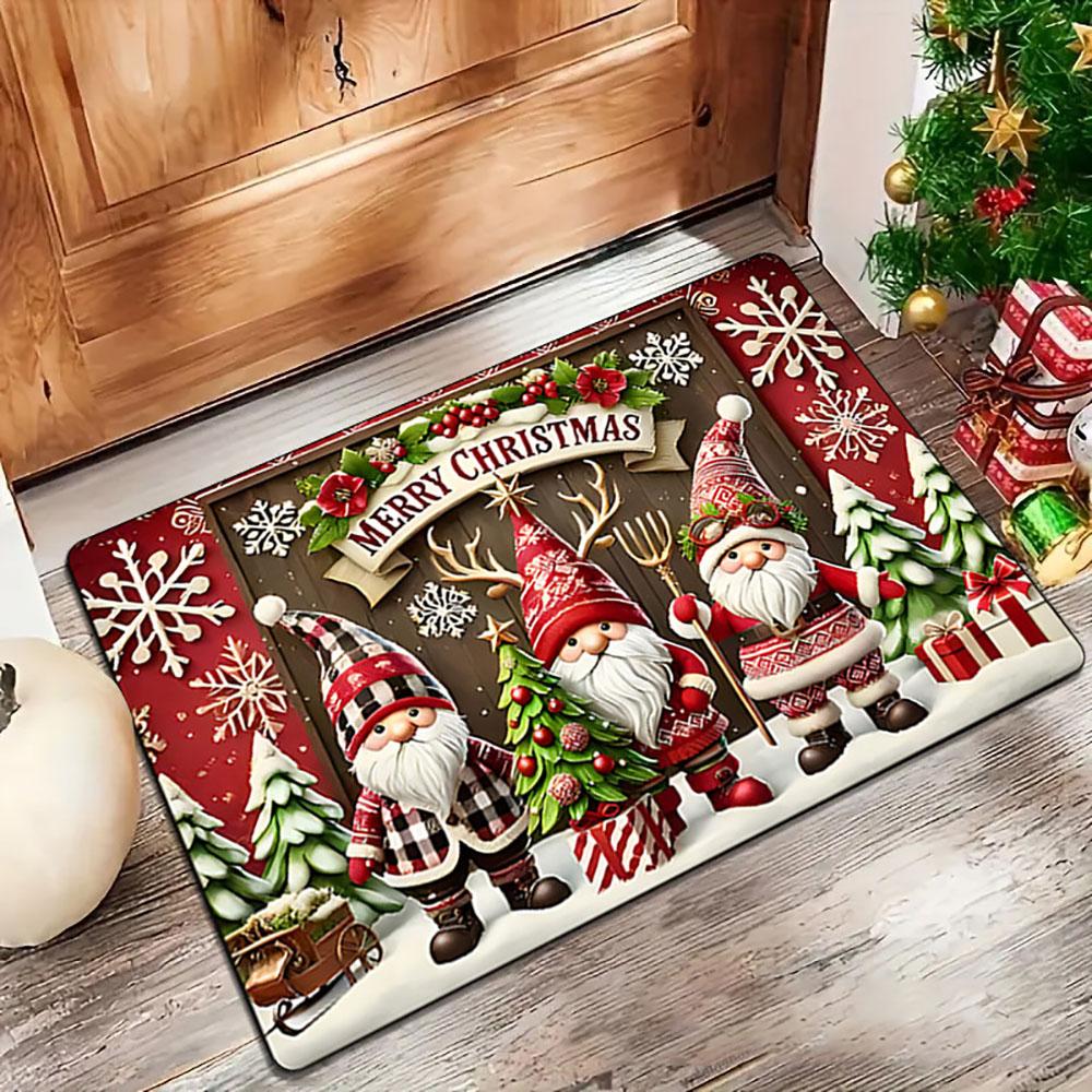 Christmas Carpet Decoration Cartoon Dwarf Door Mat Snowman Gingerbread Entrance Welcome Mat Indoor Outdoor Absorbent Xmas Mat