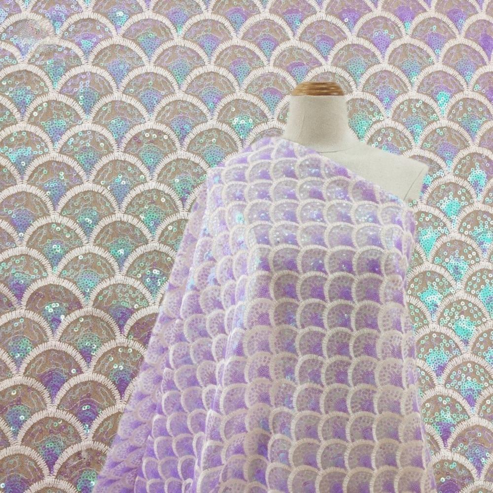 Laser Embroidery Mesh Gauze Sequin Mesh Lace Fabric  Performance Clothing Fabric