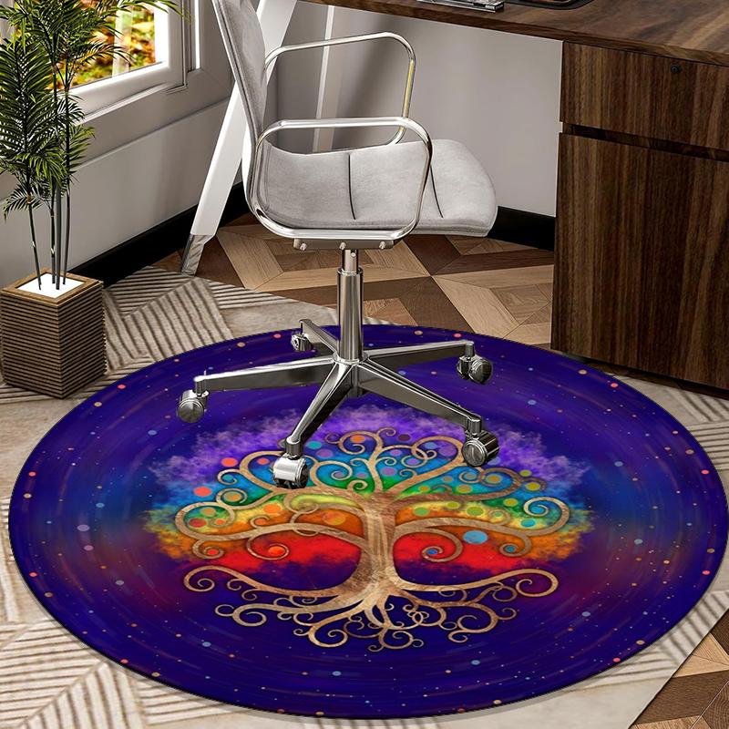 Yin-yang Tree Of Life Round Carpet Chair Cushion Round Entryway Rug, Soft Round Rugs for Living Room, Bedroom, Circle Carpet Decor Gifts