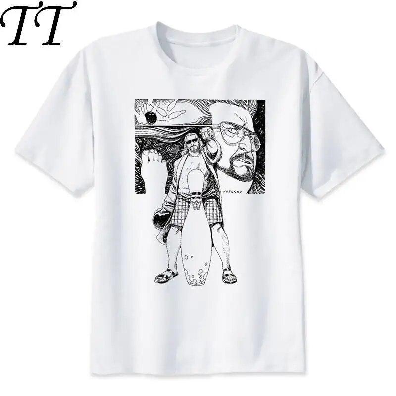

Футболка «Большой Лебовски чувак» унисекс для мальчиков, летняя белая молодежная футболка с круглым вырезом, повседневные белые футболки с аниме-принтом, футболки унисекс M8064