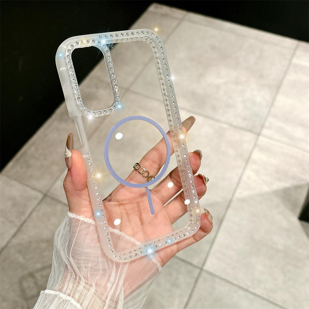 Diamond Clear Magnetic Phone Case for Samsung Galaxy S23 S24 S25 Ultra  A56  A55 A35 A15 5G Transparent Glitter Bling Hard Cover