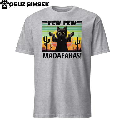 Pew Pew Madafakas Lustiges Vintage Katze Herren T-Shirt | Kurzarm Unisex T-Shirt