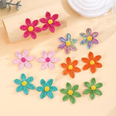 Bohemian Holiday Dopamine Color Block Flower Earrings for Women