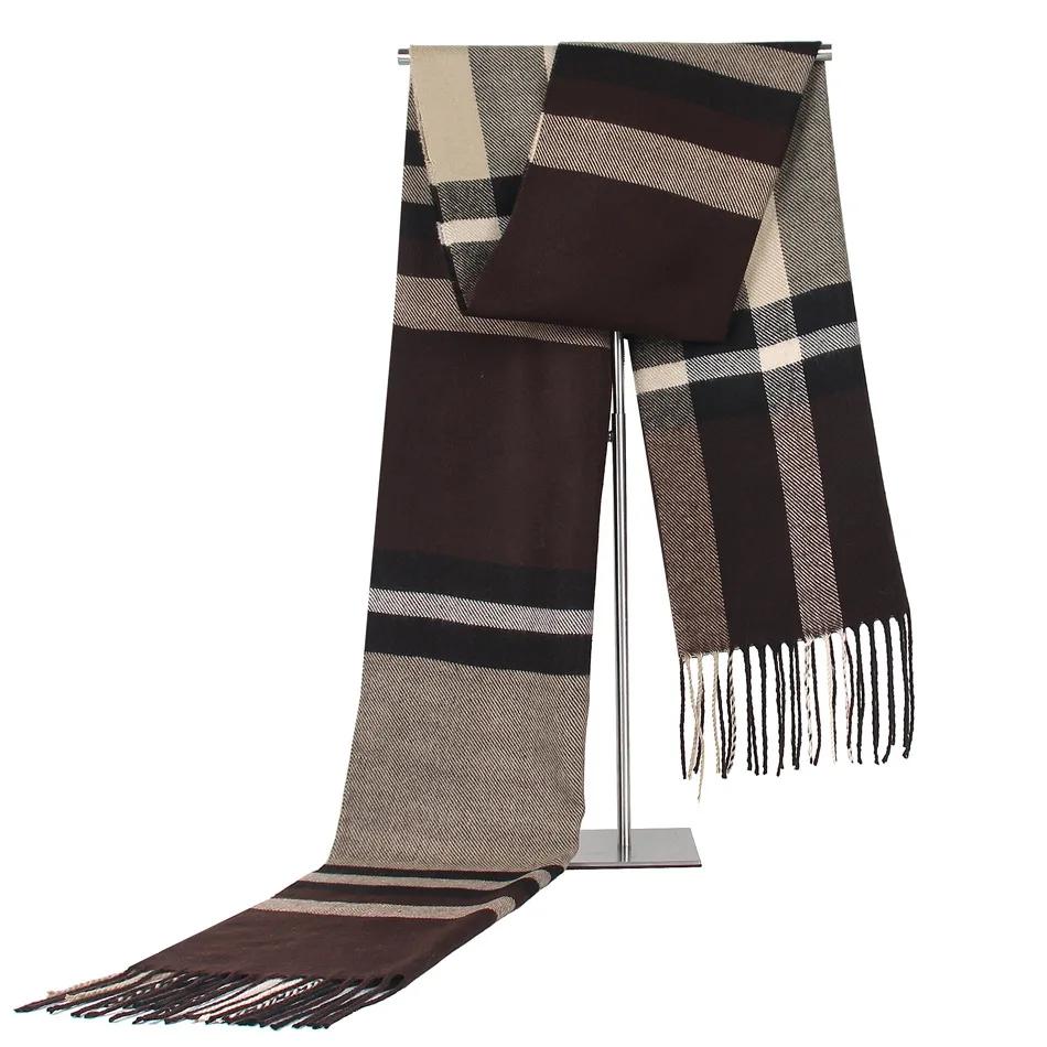 Fashion Design Plaid Men's Scarf Autumn Winter Korean Version Imitation Cashmere Muffler Male Soft Light Tassel Thick Warm Shawl