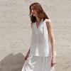 % Linen French V-neck neck vest women's summer new holiday style suspender top shirt T-shirt high-end