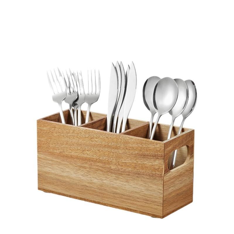 New Wooden Desktop Compartment Storage Box, Simple Kitchen Utensil Packaging Storage Box, Portable Miscellaneous Sorting Box
