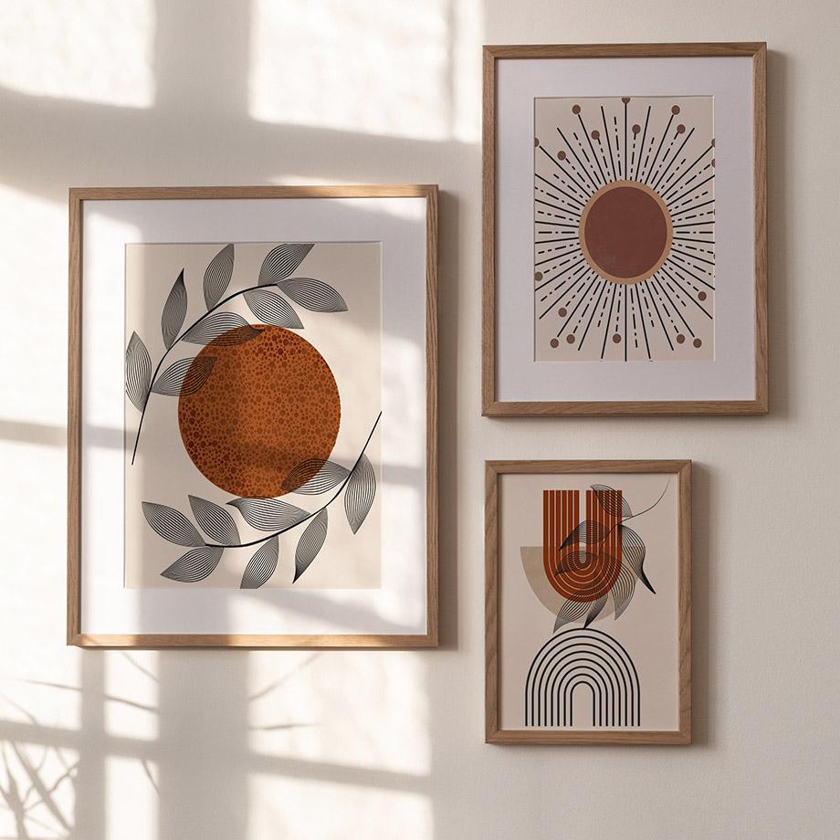 Boho Sunlight Moon Leaf Lines Rainbow Geometry Wall Art Canvas Painting Nordic Posters And Prints Pictures For Living Room Decor