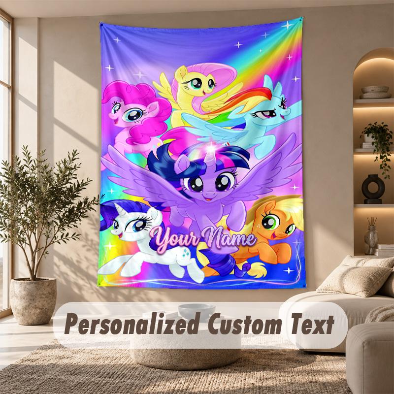 My Little Pony Tapestry, Personalized Custom Text, Wall Hanging Tapestry For Living Room Home Wall Decor