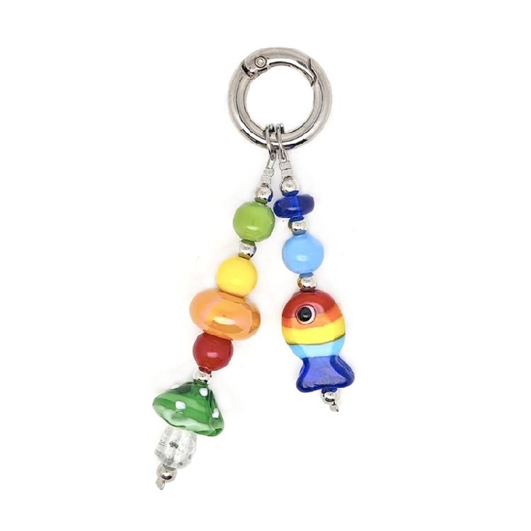 Acrylic Mushroom Keychain Sturdy Beads Dopamine Aesthetic Unisex Fashion Key Holder