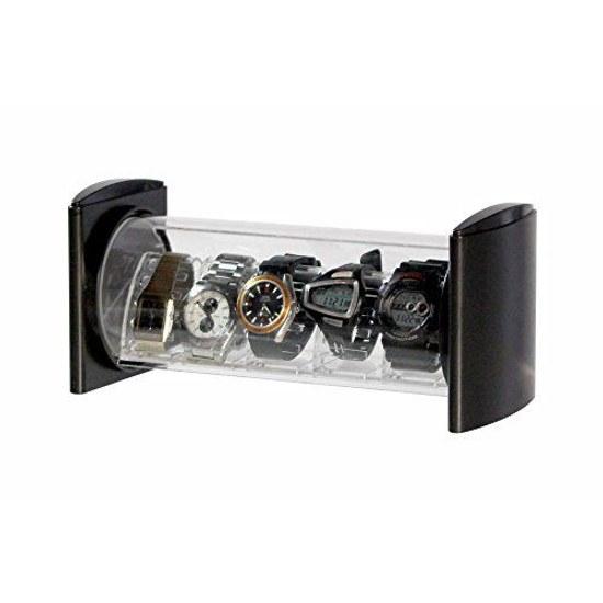 Shinkohanger Watch Display Case Stack Black Made Japan Horizontal Wristwatch Storage Collection Stand Adjustable Position Removable Holds 5 Box Mens