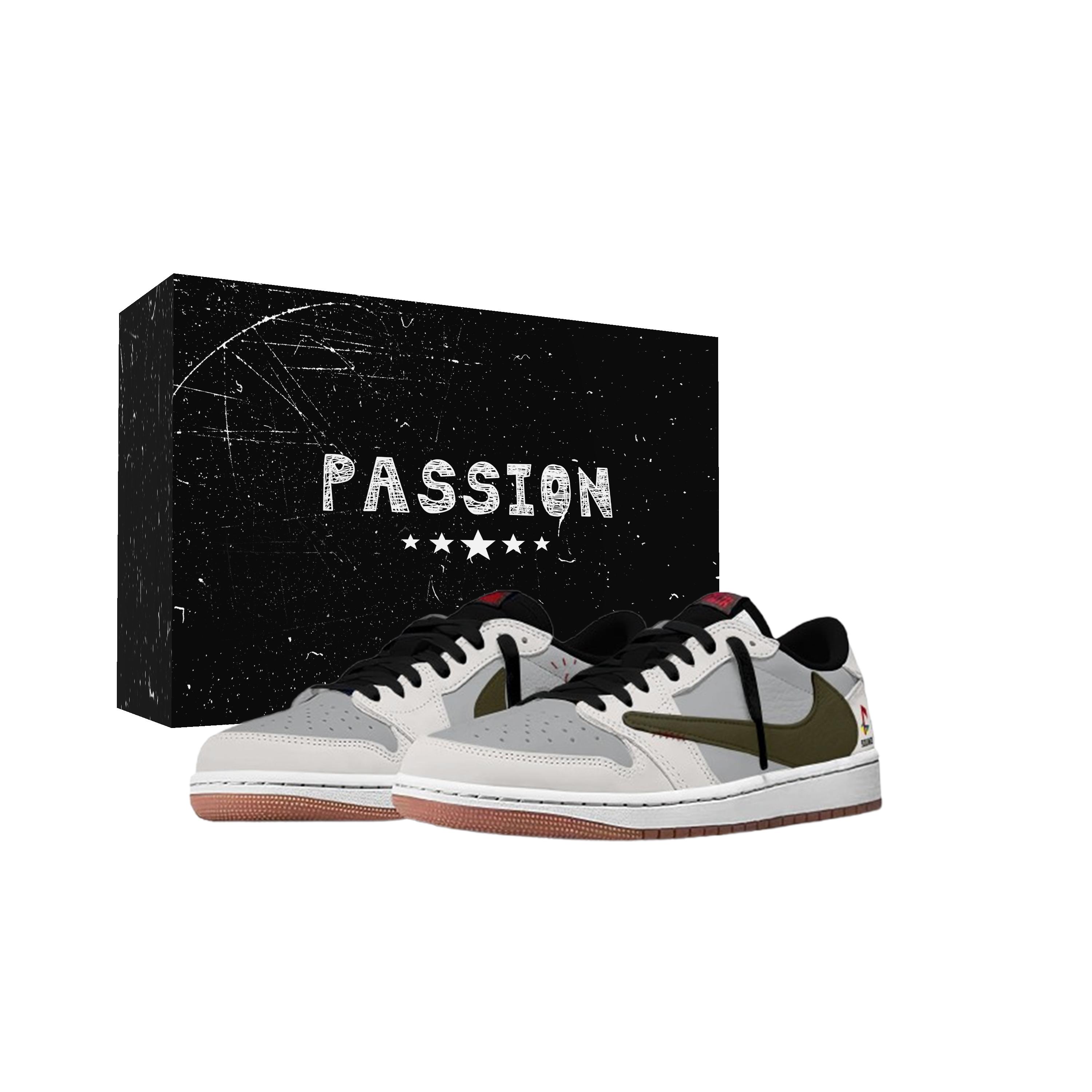 

Travis Scott x Jordan Air Jordan 1 Smoke Gray Travis Scott X AJ1 Low Cushioning Low top Vintage Basketball Shoes Unisex DZ4137-700(Team1698-) 43