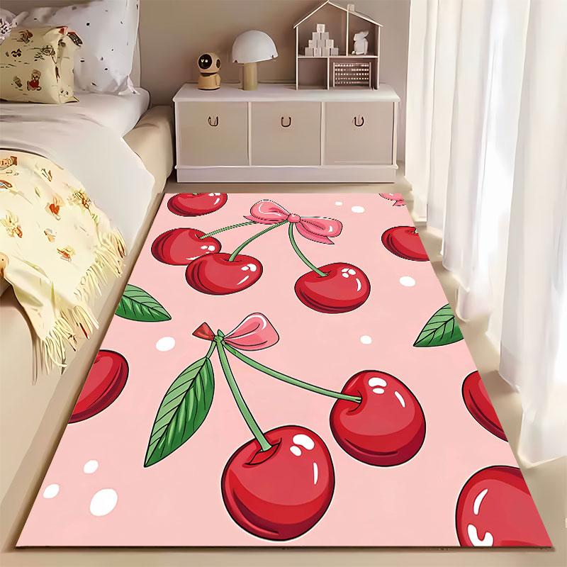 Pink Cherry Pattern Carpet suitable as a non-slip mat for the living room or bedroom sofa