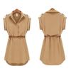 SCIONE Damen Kleid Frühling Sommer Damen Damen Einfarbig Chiffon A-Linie Rock Mid-Taille Kleid