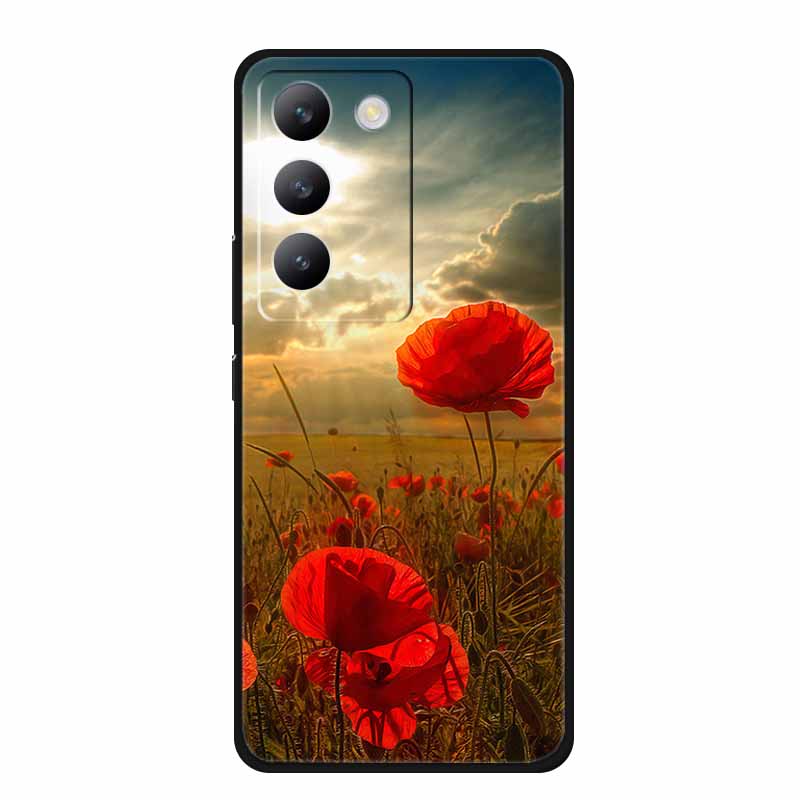 Für vivo V40 SE Hülle Luxus TPU Weiches Silikon Handy Rückabdeckung für vivo V40 SE 5G Schutz Stoßfest Blumen Mädchen Niedlich Hülle